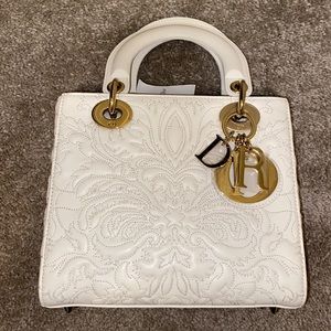 Small White Dior ABC Quilted Bag